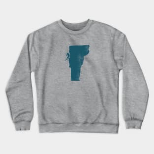 Ski Vermont State Skier in Teal Crewneck Sweatshirt